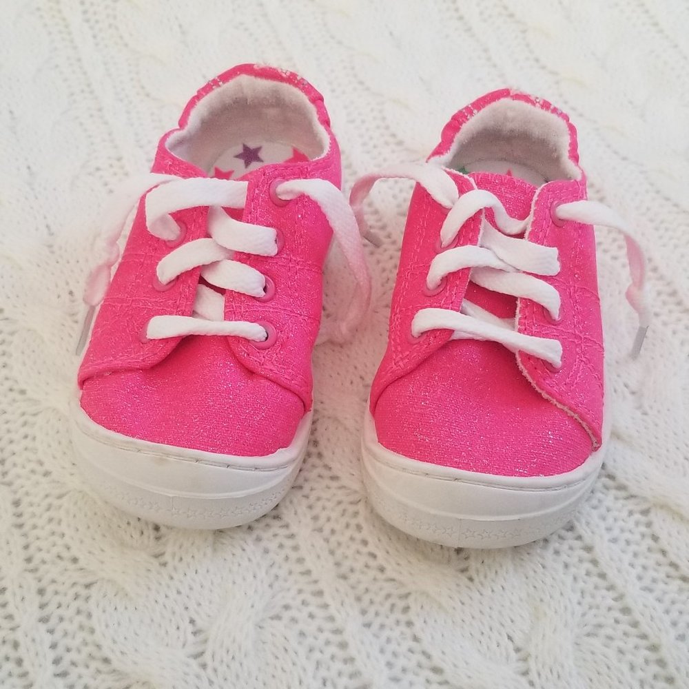 Cat & Jack Pink Glitter Canvas Sneaker Size 7